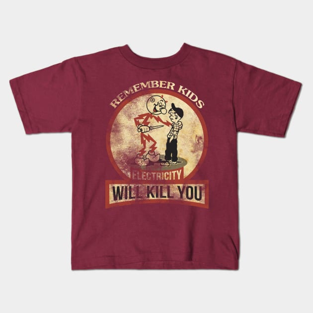 Will Kill You Grunge Texture Kids T-Shirt by Balonku